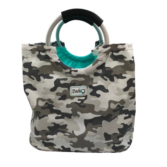 Swig Loopi Camouflage Grey White Teal Tote Bag Easy Wipe Clean Swim Beach Fun - Picture 1 of 6
